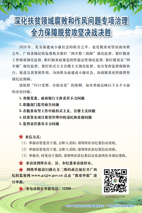 广西深化扶贫领域腐败和作风问题专项治理口袋书、宣传张贴画